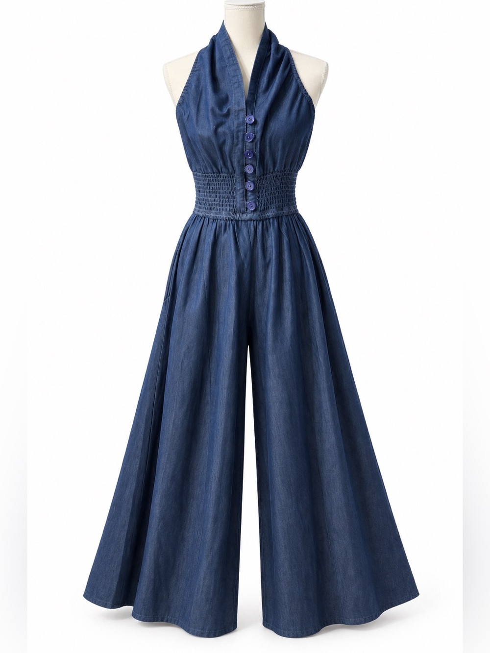 Halter Wide-Leg Jumpsuit in Navy